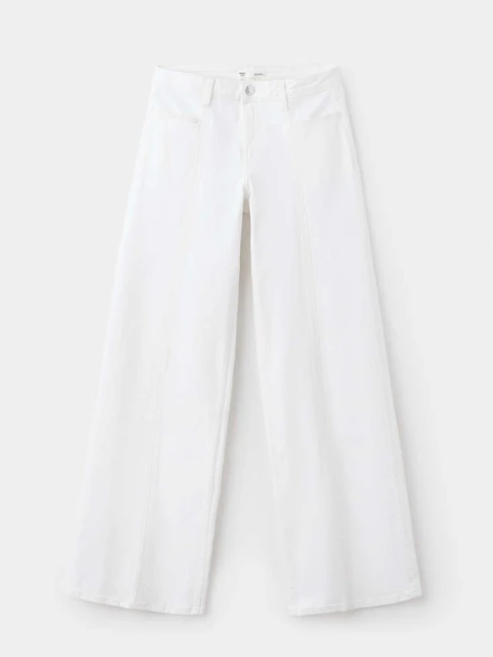 Zdjęcie produktu White-wash wide-leg jeans złamana biel - Teen - MANGO TEEN