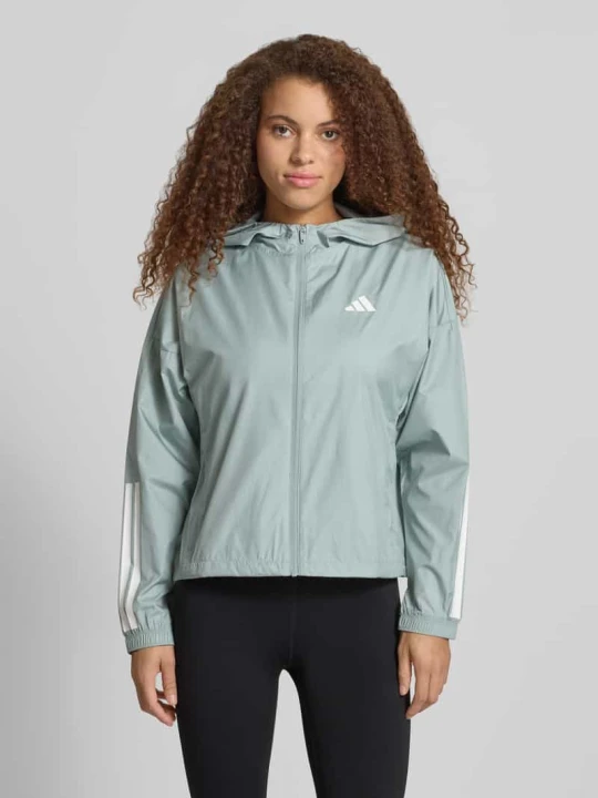 Zdjęcie produktu Wiatrówka z kapturem i logo Adidas Miętowy