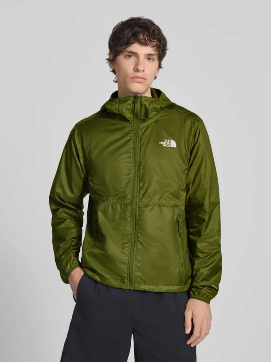 Zdjęcie produktu wiatrówka z logo i kieszeniami zapinanymi na zamek błyskawiczny The North Face Oliwkowy