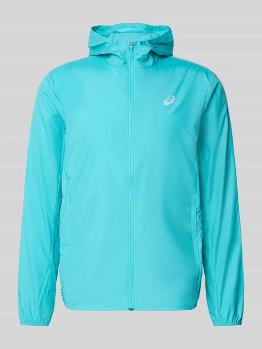 Zdjęcie produktu Wiatrówka z nadrukiem z logo i kapturem Asics Turkusowy