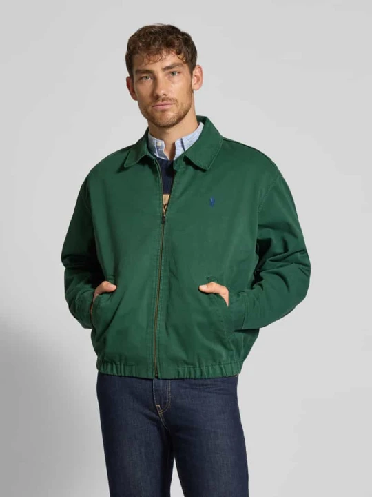 Zdjęcie produktu Bluzon z wykładanym kołnierzem i wyhaftowanym logo Polo Ralph Lauren Ciemnozielony