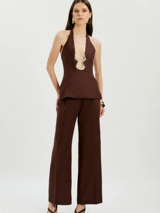 Zdjęcie produktu Wide leg bardot brąz