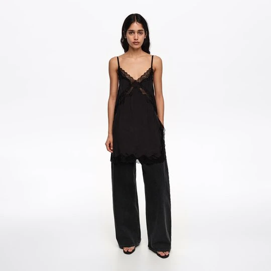 Zdjęcie produktu WIDE LEG – Spodnie denim czarne z efektem sprania BIMBA Y LOLA