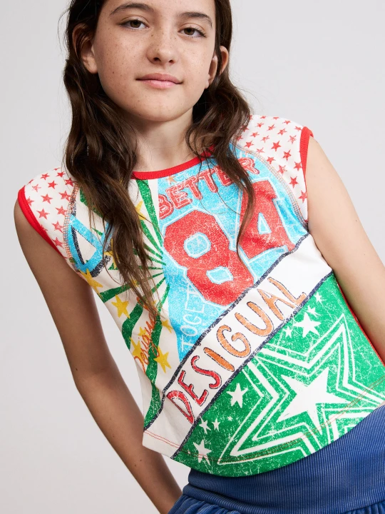 Zdjęcie produktu Wielokolorowa koszulka z nadrukiem Desigual MATERIAL FINISHES
