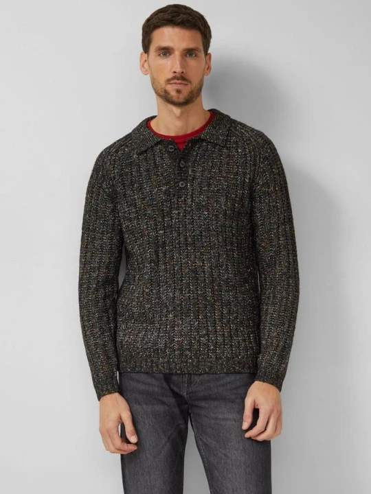 Zdjęcie produktu Wielokolorowy sweter z prążkowanej dzianiny z kołnierzykiem polo s.Oliver