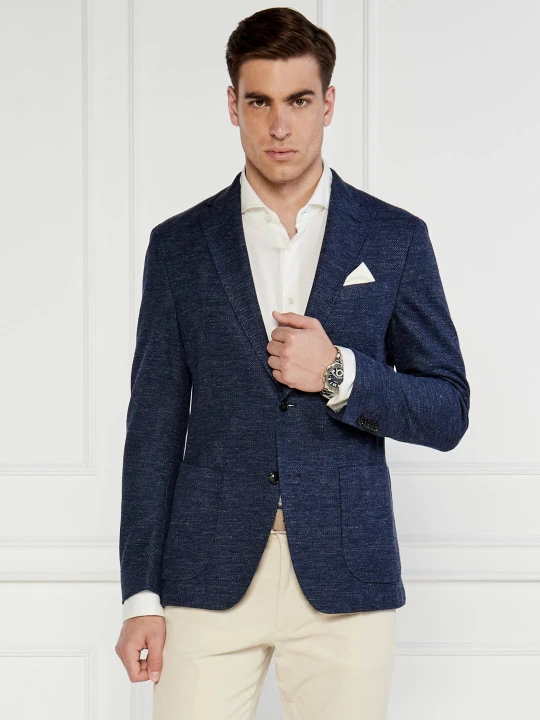 Zdjęcie produktu Windsor Lniana marynarka 13 Giro-J35 | Shaped fit granatowy