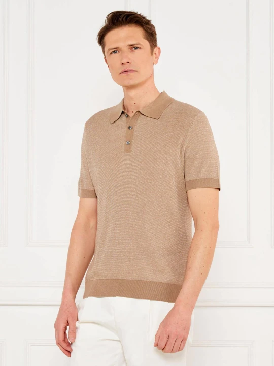 Zdjęcie produktu Windsor Lniane polo 13 Lindo-PR | Regular Fit beżowy