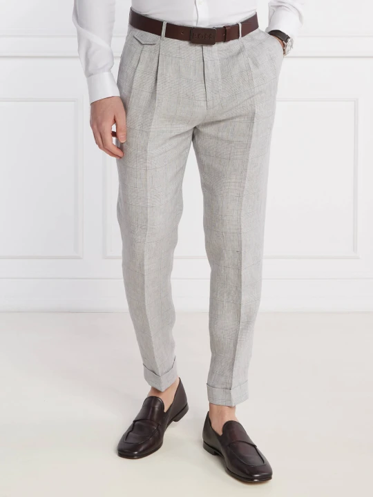 Zdjęcie produktu Windsor Lniane spodnie chino 13 Sapo | Slim Fit szary