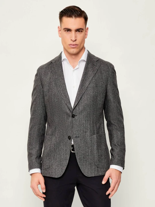 Zdjęcie produktu Windsor Wełniana marynarka 13 Giro | Slim Fit | z dodatkiem kaszmiru szary