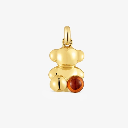 Zdjęcie produktu Wisiorek Z Misiem Ze Srebra Powlekanego Złotem 18-Karatowym Z Bursztynem Bold Bear - Tous pomarańczowy