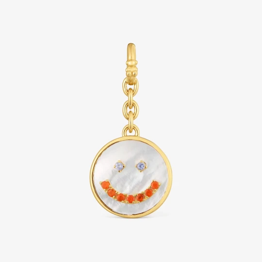 Zdjęcie produktu Wisiorek Ze Srebra Pokrytego 18-Karatowym Złotem Z Masą Perłową I Kamieniami Szlachetnymi 15 Mm Medallions Smile - Tous pomarańczowy
