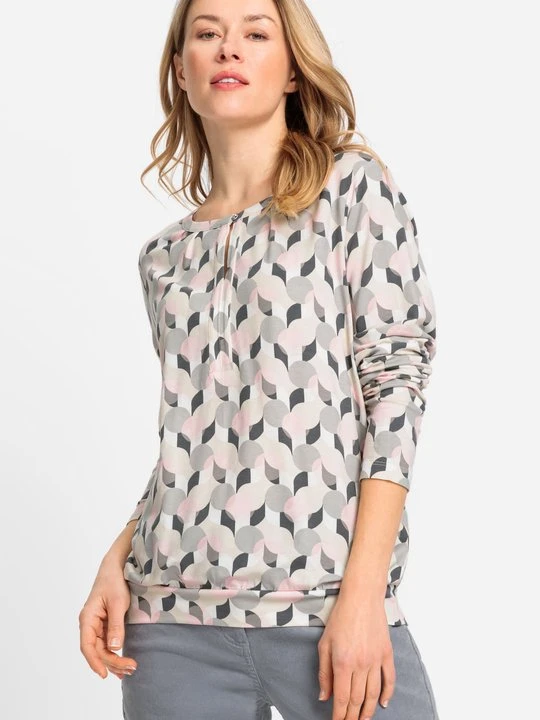 Zdjęcie produktu Wiskozowa bluzka damska Clara w geometryczne wzory - Smart Simplicity Olsen