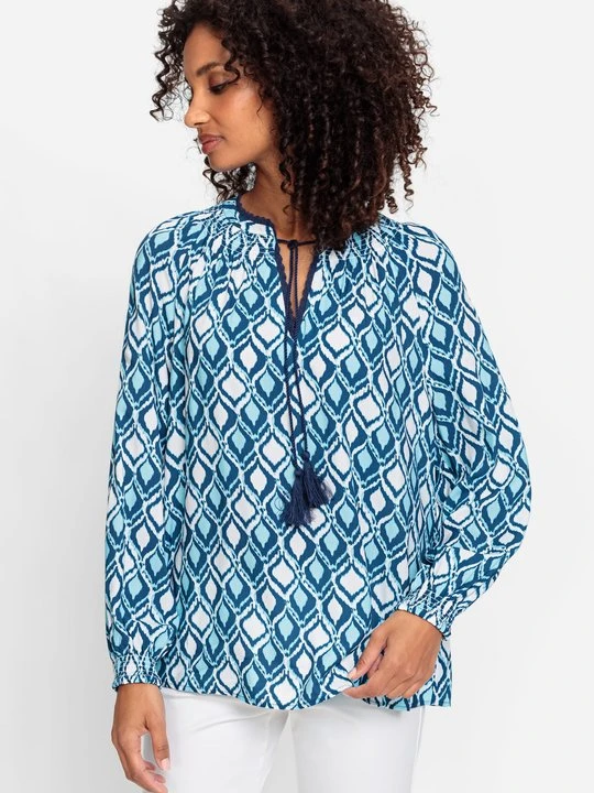 Zdjęcie produktu Wiskozowa koszula damska z printem - Miami Vibes Olsen