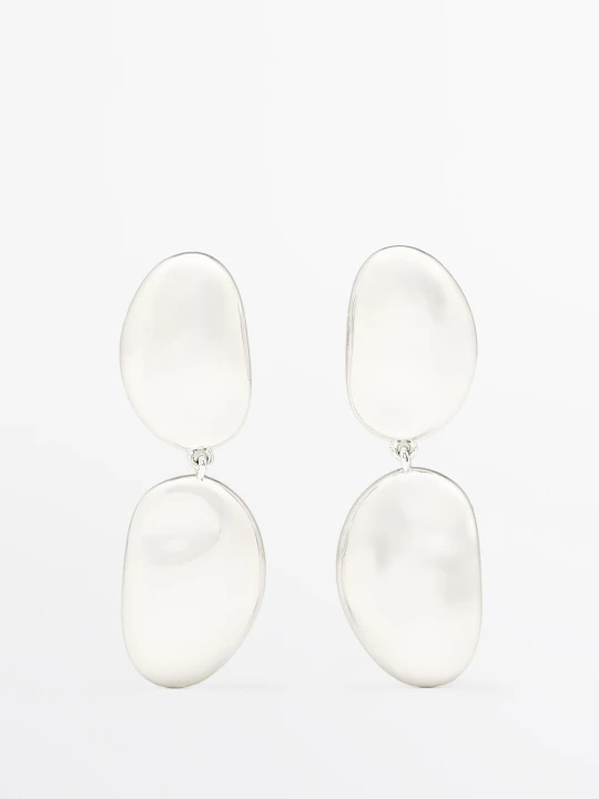 Zdjęcie produktu Wiszące Kolczyki Z Metalowymi Elementami - Srebrny - Massimo Dutti - Female