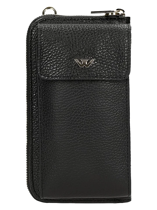Zdjęcie produktu Wojas Skórzana torebka w kolorze czarnym na telefon - 10 x 19 x 4 cm rozmiar: onesize