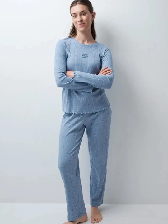 Zdjęcie produktu women'secret piżama dwuczęściowa damska bawełniana niebieski