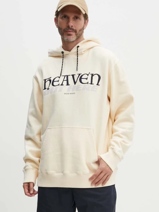 Zdjęcie produktu Wood Wood bluza bawełniana Zeus heaven hoodie beżowy