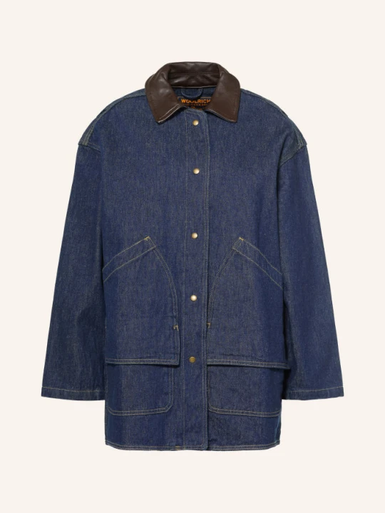 Zdjęcie produktu Woolrich Kurtka Dżinsowa Z Wstawkami Skórzanymi blau 3013 DARK INDIGO