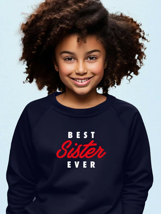 Zdjęcie produktu WOOOP Bluza "Best sister ever" w kolorze granatowym rozmiar: 152