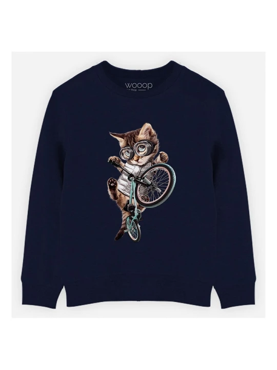 Zdjęcie produktu WOOOP Bluza "BMX cat" w kolorze granatowym rozmiar: 140