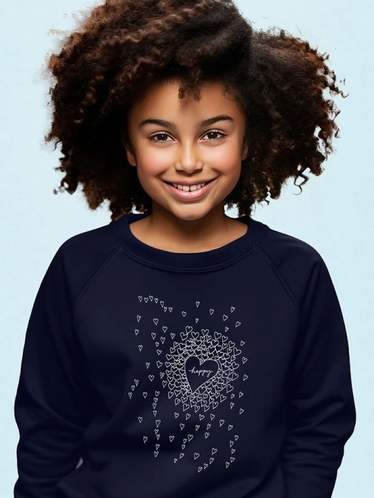Zdjęcie produktu WOOOP Bluza "Happy Hearts" w kolorze granatowym rozmiar: 116
