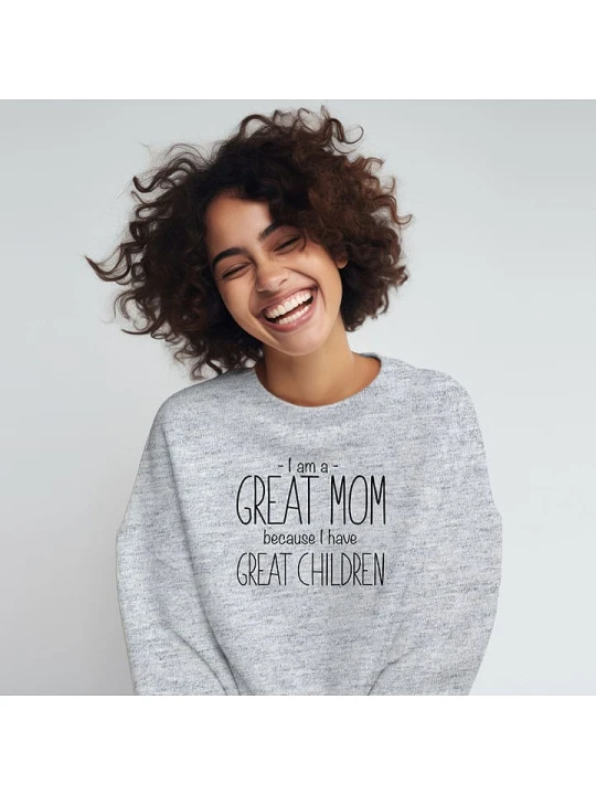 Zdjęcie produktu WOOOP Bluza "I am a great Mom because I have great children" w kolorze szarym rozmiar: M