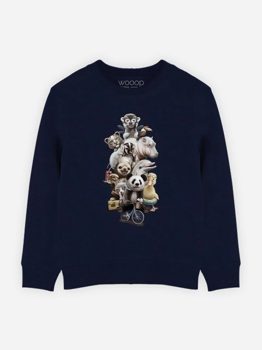 Zdjęcie produktu WOOOP Bluza "Zoo Escape" w kolorze granatowym rozmiar: 104