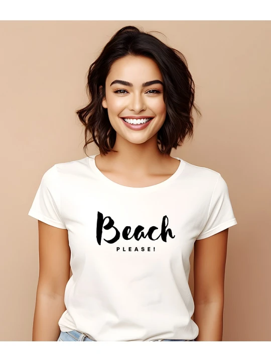 Zdjęcie produktu WOOOP Koszulka "Beach please" w kolorze białym rozmiar: L