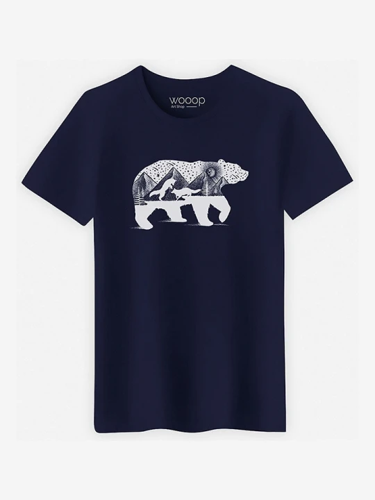 Zdjęcie produktu WOOOP Koszulka "Bear and Foxes" w kolorze granatowym rozmiar: S