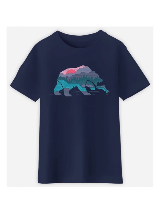 Zdjęcie produktu WOOOP Koszulka "Bear country" w kolorze granatowym rozmiar: 128