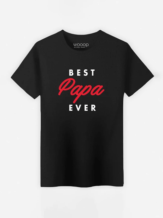 Zdjęcie produktu WOOOP Koszulka "Best Papa Ever" w kolorze czarnym rozmiar: M