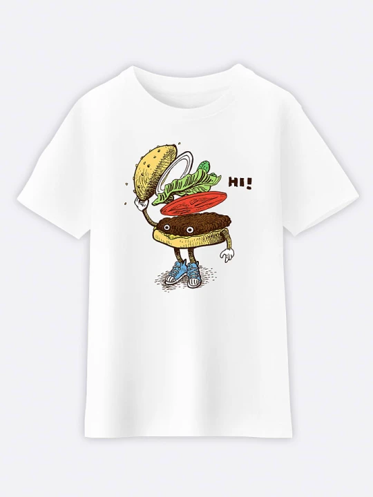 Zdjęcie produktu WOOOP Koszulka "Burger Greeting" w kolorze białym rozmiar: 116