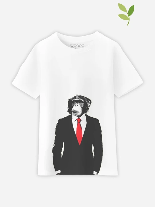 Zdjęcie produktu WOOOP Koszulka "Business Monkey" w kolorze białym rozmiar: 128