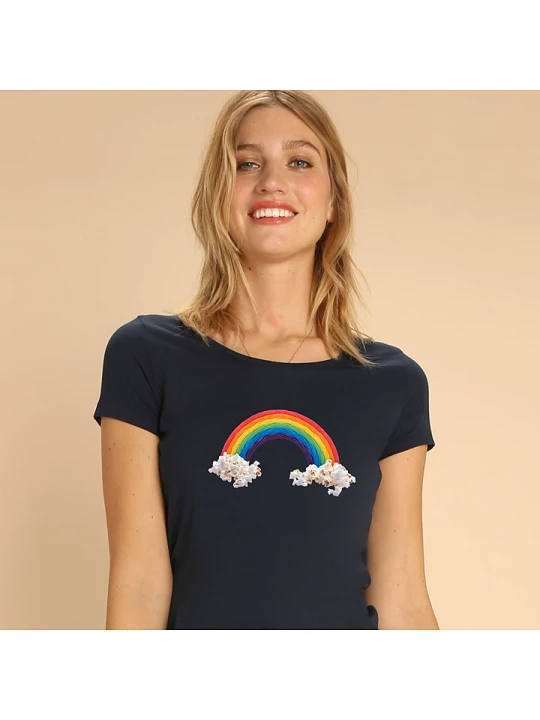 Zdjęcie produktu WOOOP Koszulka "Candy rainbow" w kolorze granatowym rozmiar: L