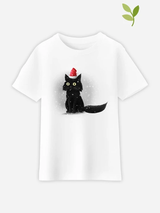 Zdjęcie produktu WOOOP Koszulka "Christmas Cat" w kolorze białym rozmiar: 128