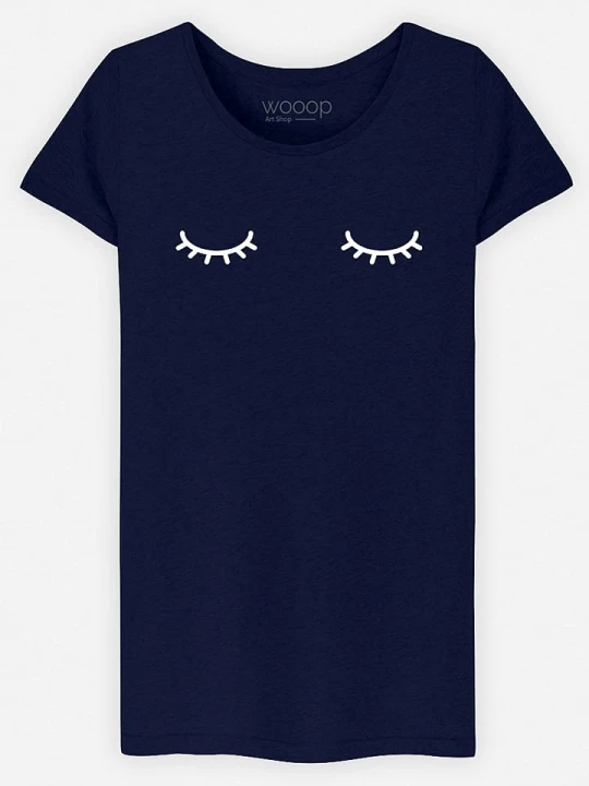 Zdjęcie produktu WOOOP Koszulka "Eyes Closed" w kolorze granatowym rozmiar: XL
