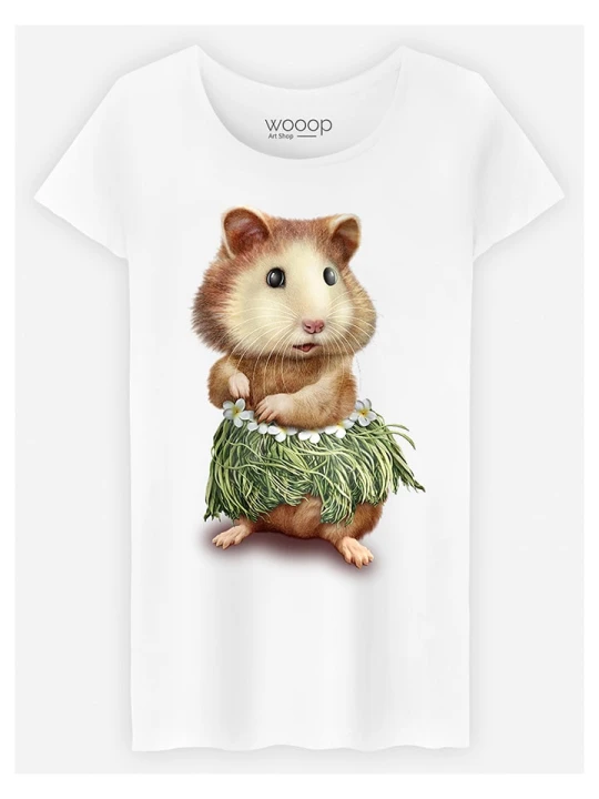 Zdjęcie produktu WOOOP Koszulka "Hamster Hula" w kolorze białym rozmiar: XXL
