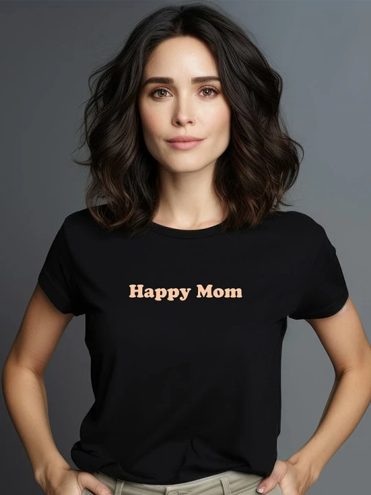 Zdjęcie produktu WOOOP Koszulka "Happy Mom" w kolorze czarnym rozmiar: M