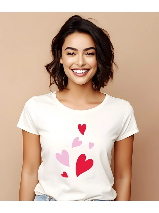 Zdjęcie produktu WOOOP Koszulka "Hearts" w kolorze białym rozmiar: XXL
