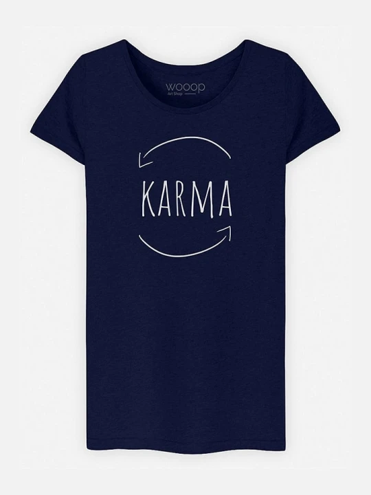 Zdjęcie produktu WOOOP Koszulka "Karma" w kolorze granatowym rozmiar: L