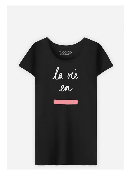 Zdjęcie produktu WOOOP Koszulka "La vie en Rose" w kolorze czarnym rozmiar: M
