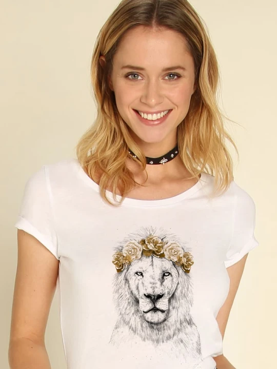 Zdjęcie produktu WOOOP Koszulka "Lion Autumn" w kolorze białym rozmiar: L
