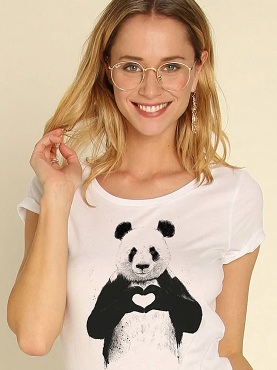 Zdjęcie produktu WOOOP Koszulka "Love Panda" w kolorze białym rozmiar: S