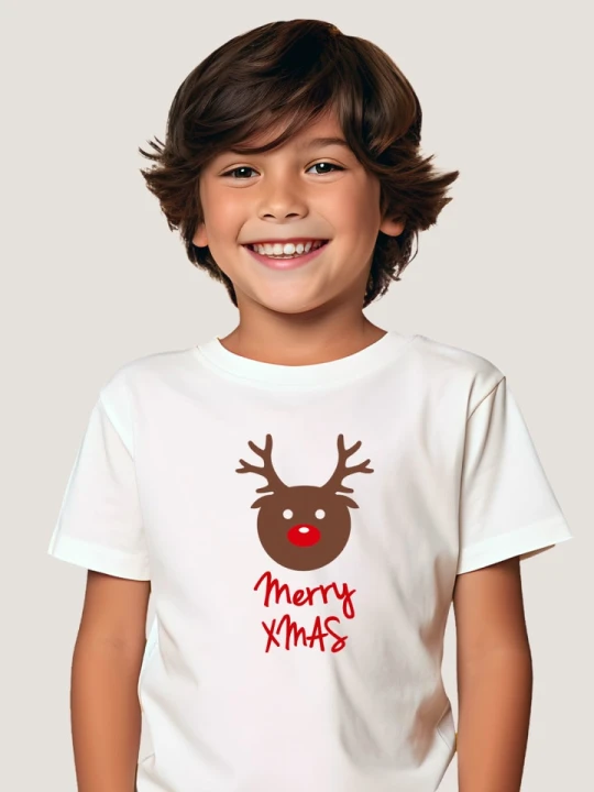 Zdjęcie produktu WOOOP Koszulka "Merry Xmas Renne" w kolorze białym rozmiar: 152