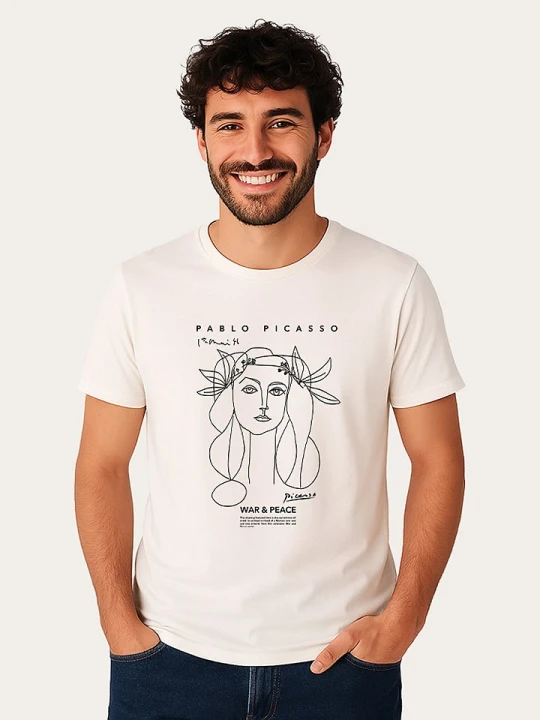 Zdjęcie produktu WOOOP Koszulka "Picasso War & Peace" w kolorze białym rozmiar: M