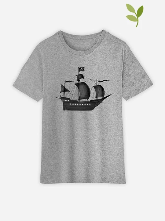 Zdjęcie produktu WOOOP Koszulka "Pirate ship" w kolorze szarym rozmiar: 152