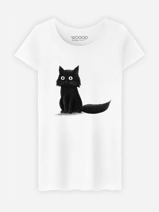 Zdjęcie produktu WOOOP Koszulka "Sitting Cat" w kolorze białym rozmiar: XL