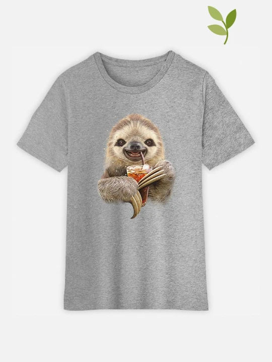 Zdjęcie produktu WOOOP Koszulka "Sloth and drink" w kolorze szarym rozmiar: 128