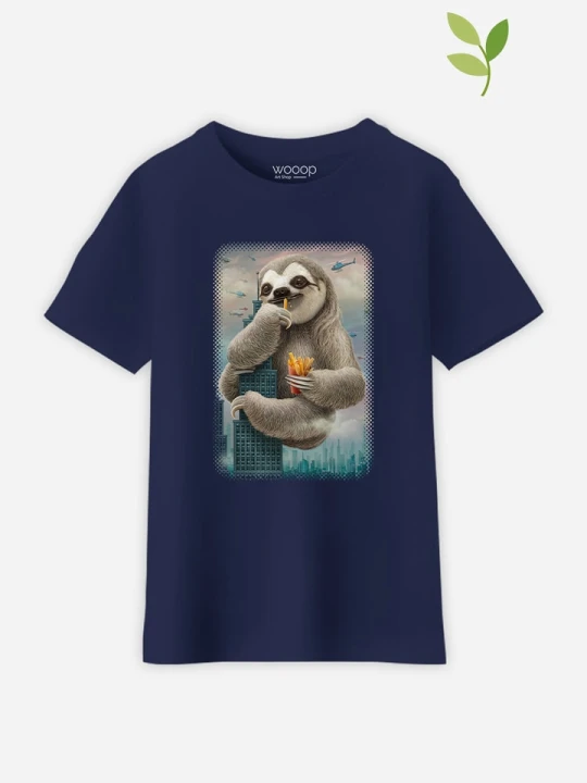 Zdjęcie produktu WOOOP Koszulka "Sloth Attack" w kolorze granatowym rozmiar: 140