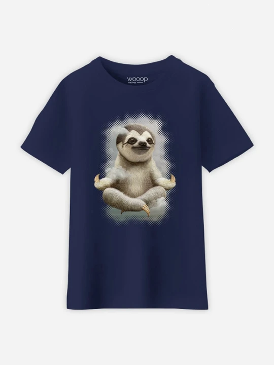 Zdjęcie produktu WOOOP Koszulka "Sloth Meditate" w kolorze granatowym rozmiar: 128
